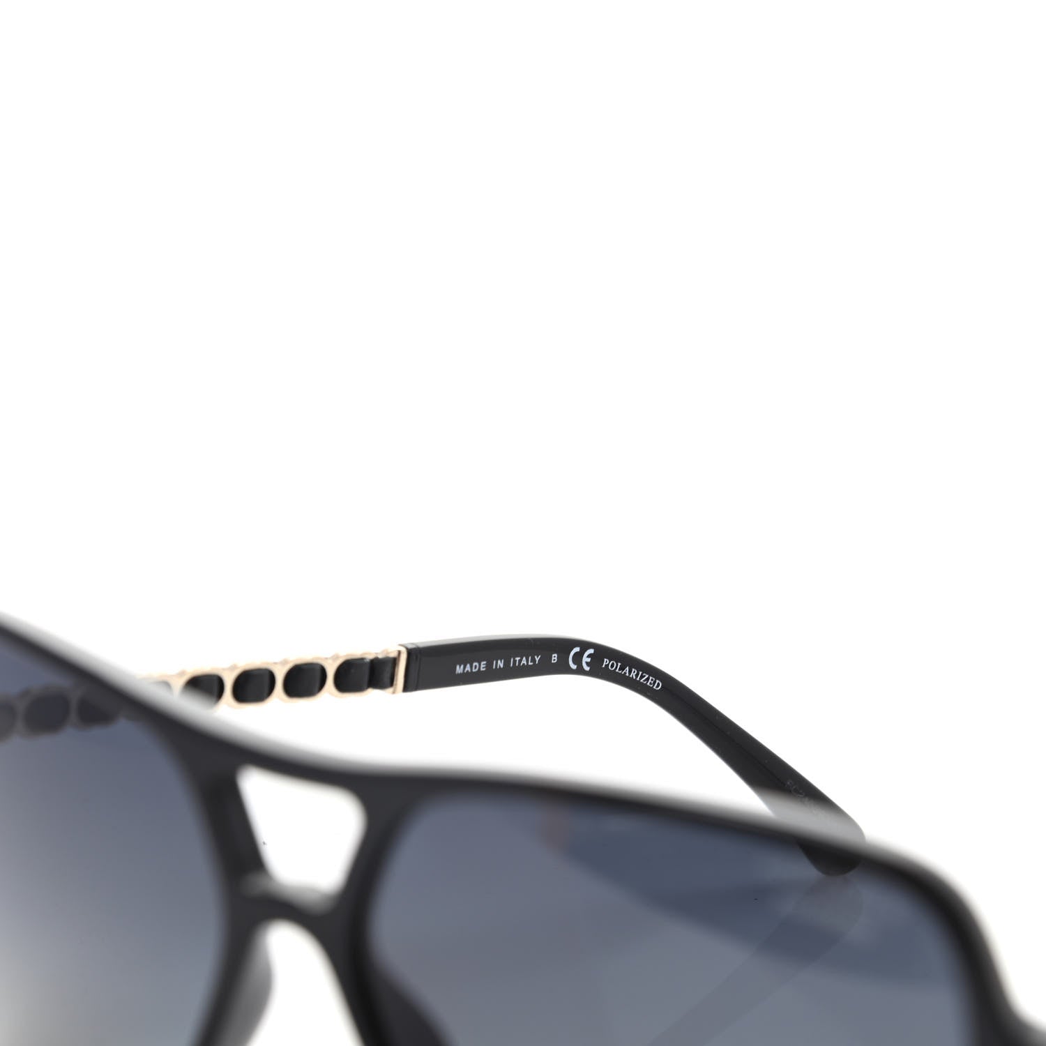 Chanel Metal Calfskin CC Chain Polarized Pilot Sunglasses 5439-Q Black 6 of 8