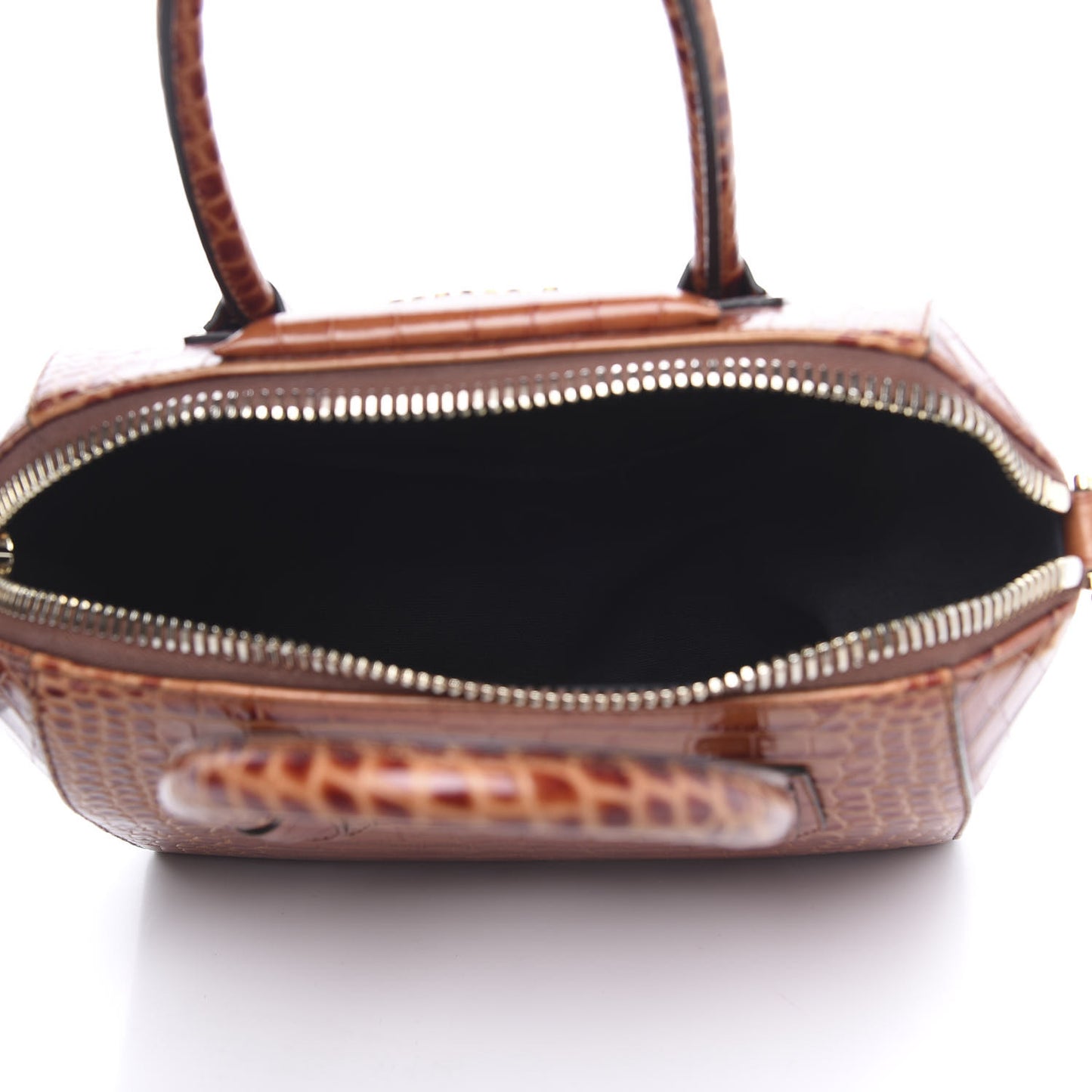 Calfskin Crocodile Embossed Small Antigona Cognac
