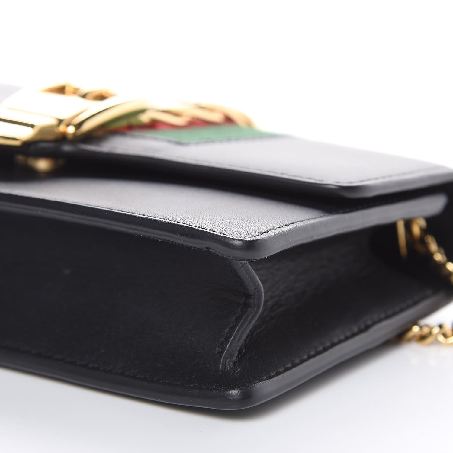 Gucci Calfskin Super Mini Sylvie Chain Shoulder Bag Black 10 of 13