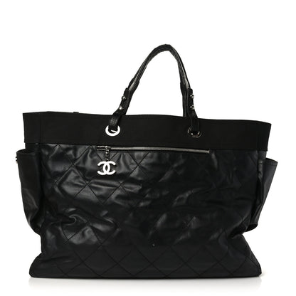 Chanel Coated Canvas Stitched XL Paris Biarritz Tote Black 1 of 15