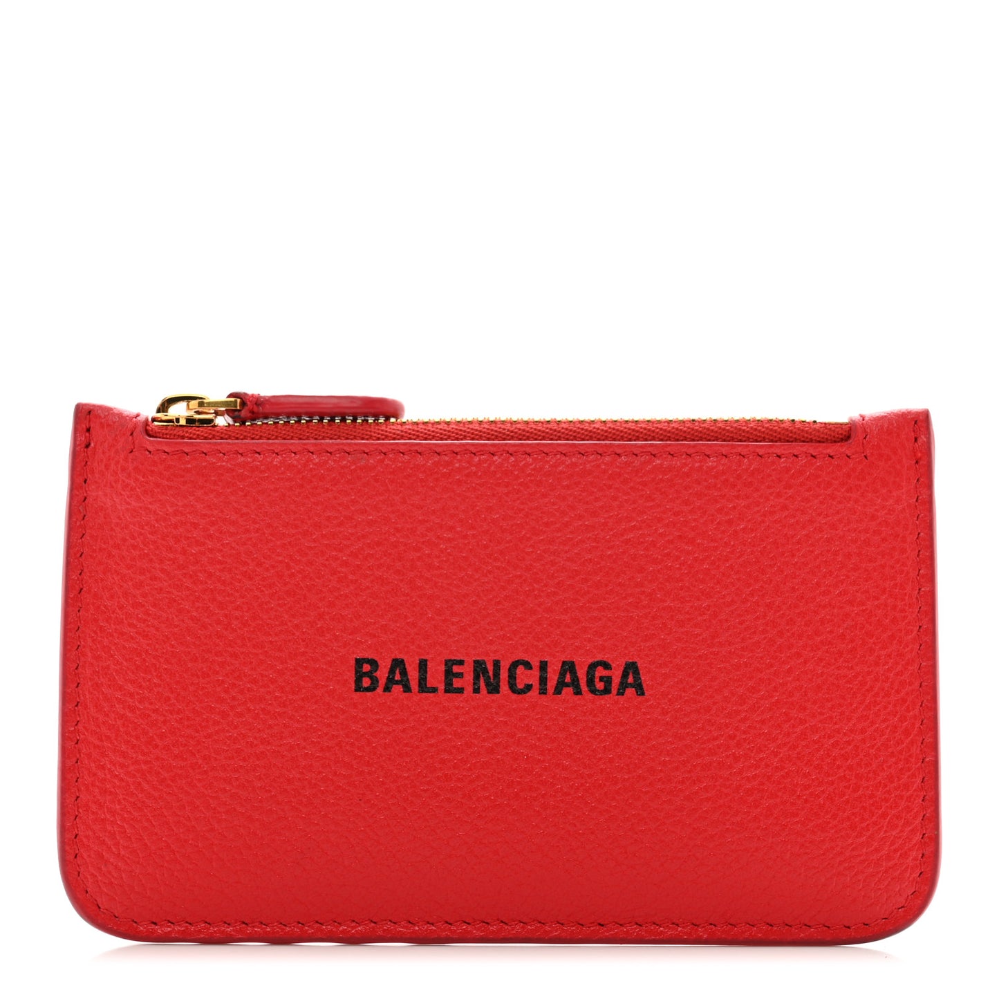 Grained Calfskin Logo Large Cash Long Coin Card Holder Bright Red Black