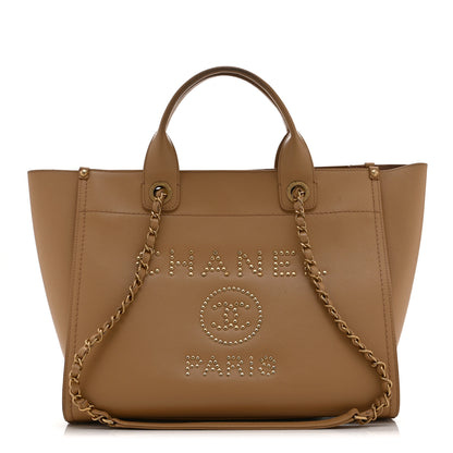 Chanel Caviar Small Studded Deauville Tote Beige 1 of 10