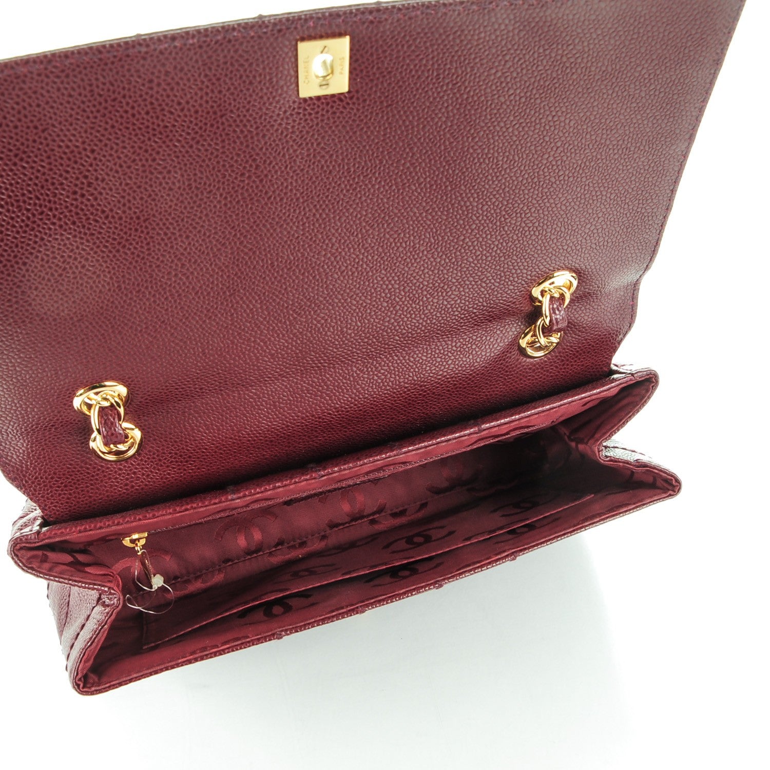 Chanel Caviar Square Stitched Medium Flap Burgundy 5 of 8