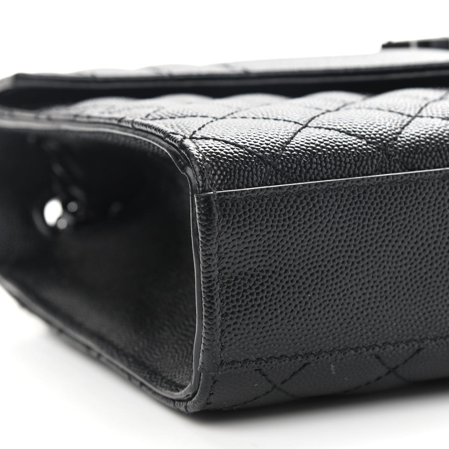 Grain De Poudre Textured Mixed Matelasse Triquilt Medium Monogram Satchel Black