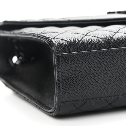 Saint Laurent Grain De Poudre Textured Mixed Matelasse Triquilt Medium Monogram Satchel Black 8 of 9