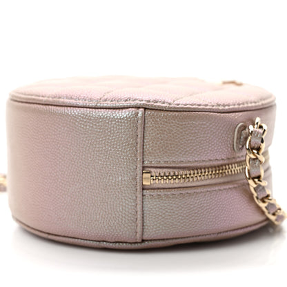 Chanel Iridescent Caviar Resin Quilted Round Clutch With Chain Beige 9 of 10