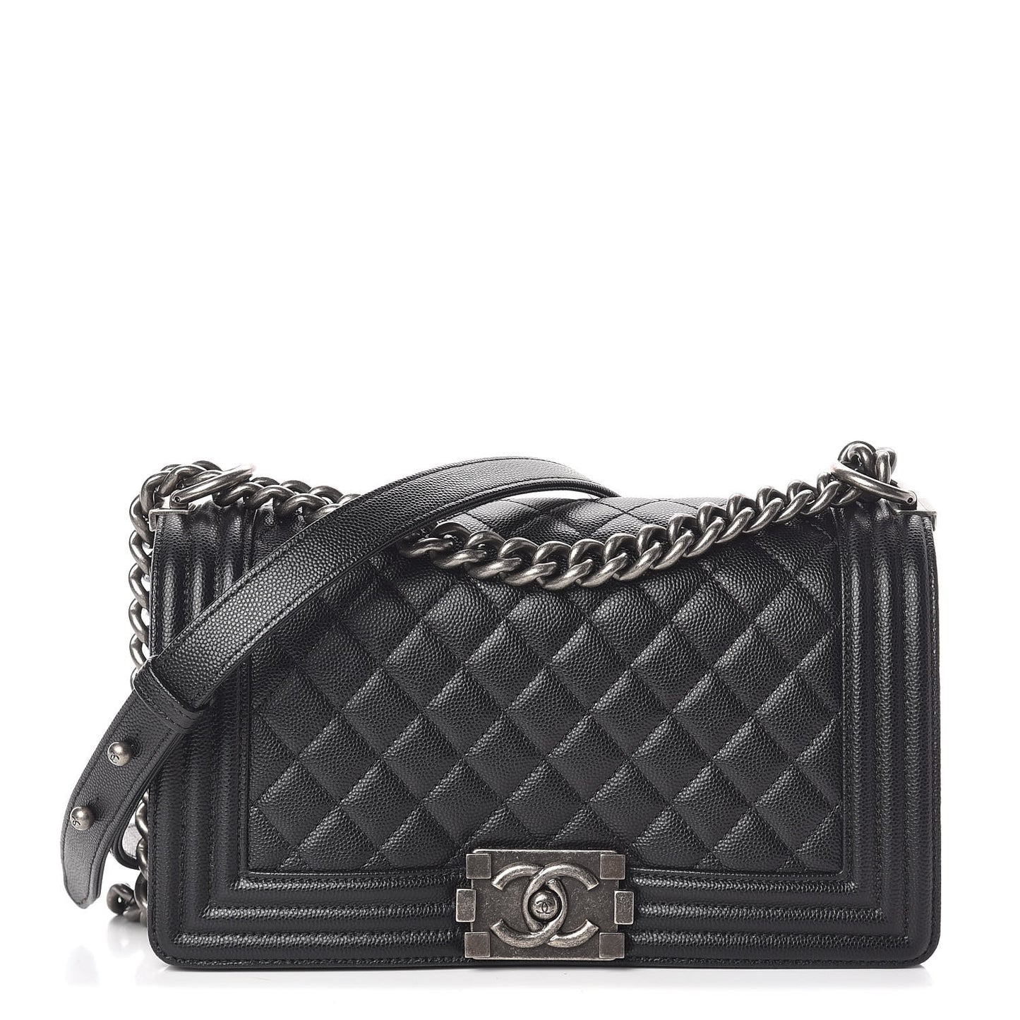 Caviar Quilted Medium Boy Flap Black