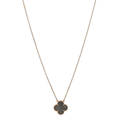 Van Cleef & Arpels 18K Rose Gold Gray Mother of Pearl Vintage Alhambra Pendant Necklace 1 of 4