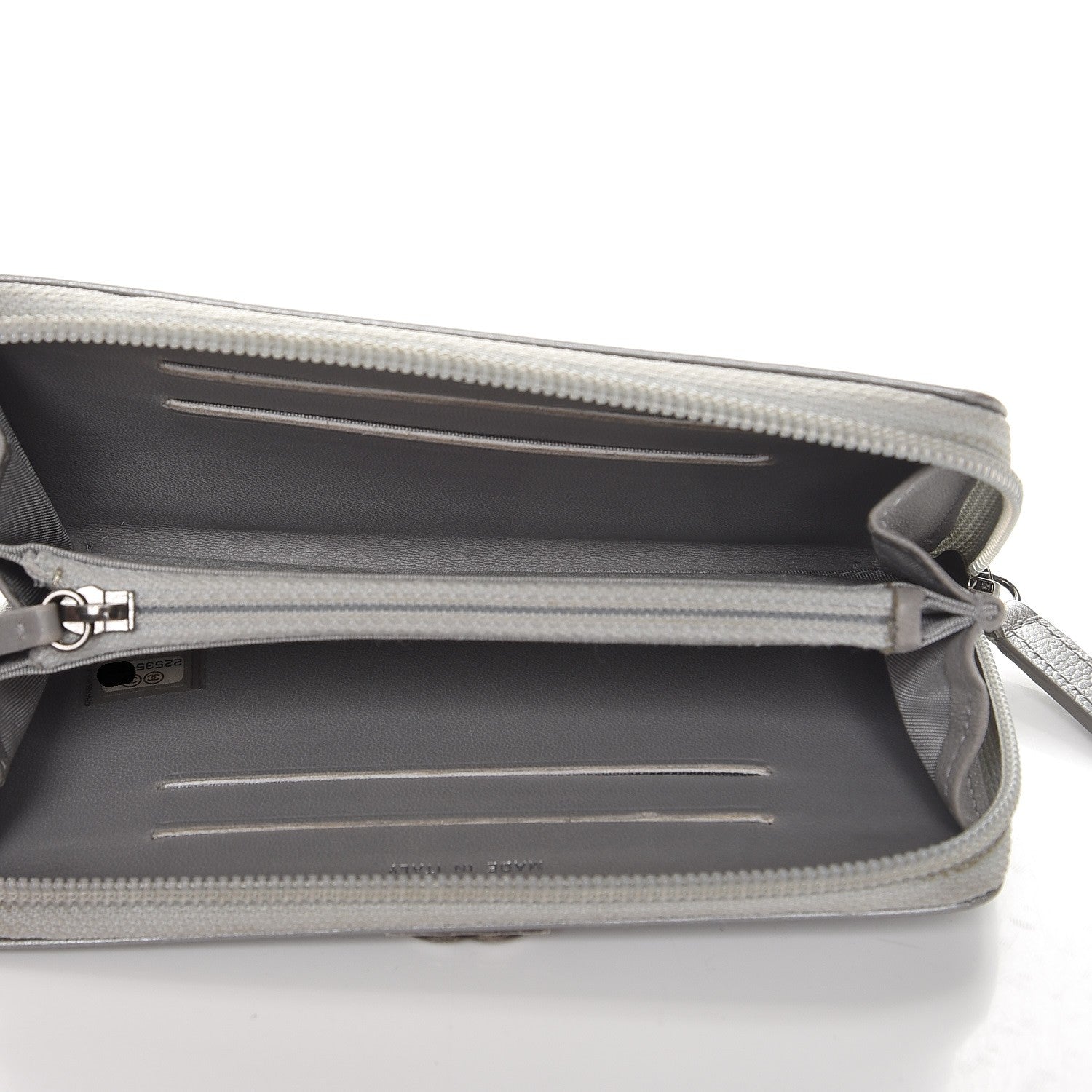 Chanel Metallic Caviar Chevron Quilted Boy Small Zip Around Wallet Silver 5 of 9