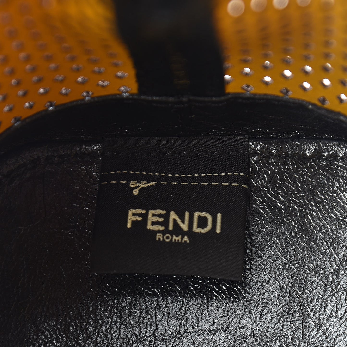 Vitello Liberty Glossy Lambskin F is Fendi Perforated Mini Mon Tresor Bucket Bag Sand Mimosa Black