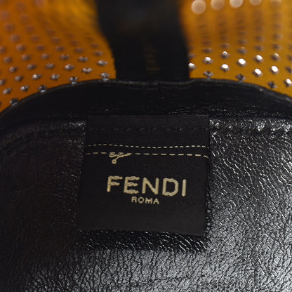 Fendi Vitello Liberty Glossy Lambskin F is Fendi Perforated Mini Mon Tresor Bucket Bag Sand Mimosa Black 6 of 9