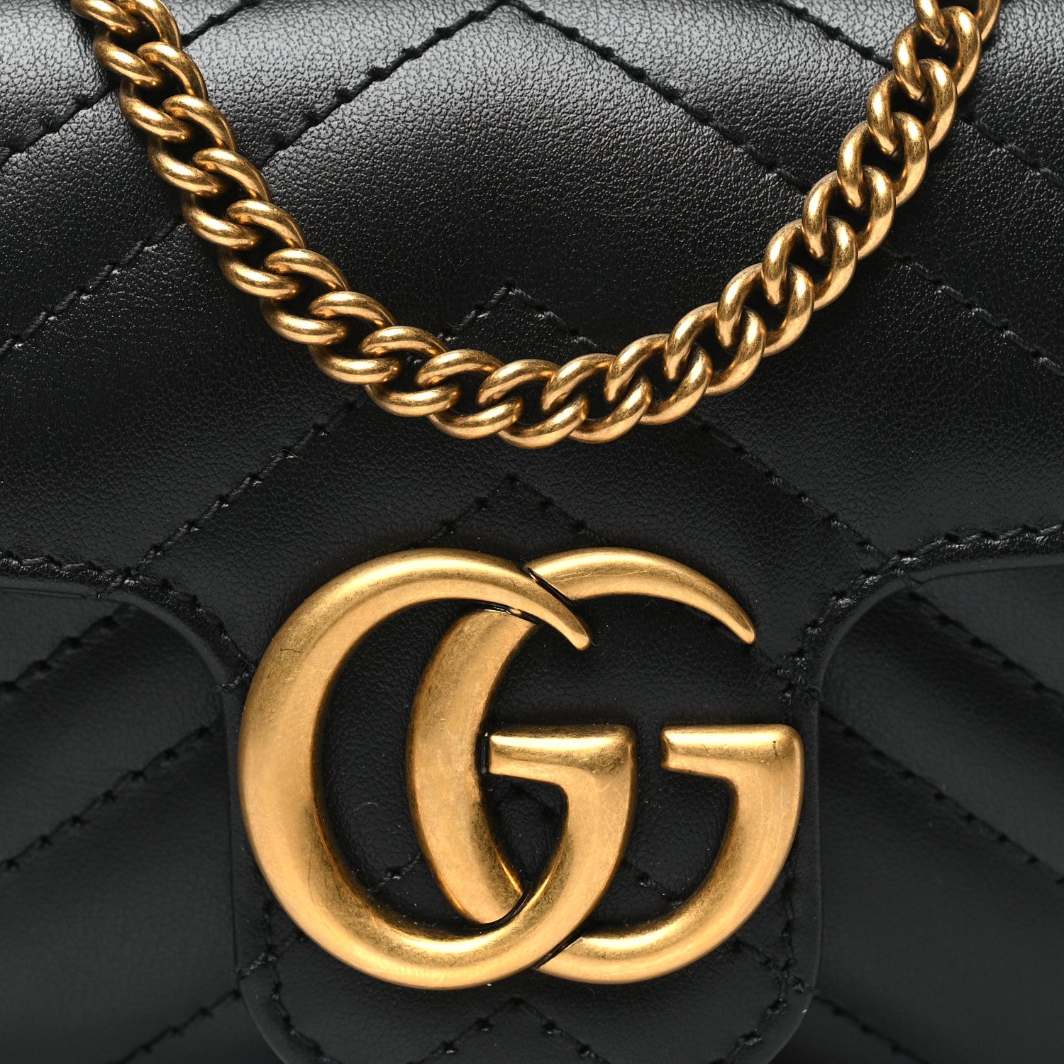 Gucci Calfskin Matelasse Super Mini GG Marmont Shoulder Bag Black 8 of 11