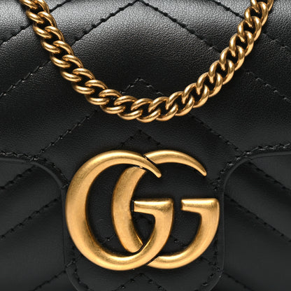 Gucci Calfskin Matelasse Super Mini GG Marmont Shoulder Bag Black 8 of 11