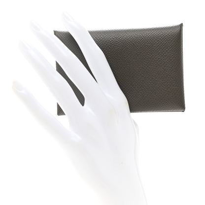 Hermes Epsom Calvi Card Case Gris Meyer 2 of 7