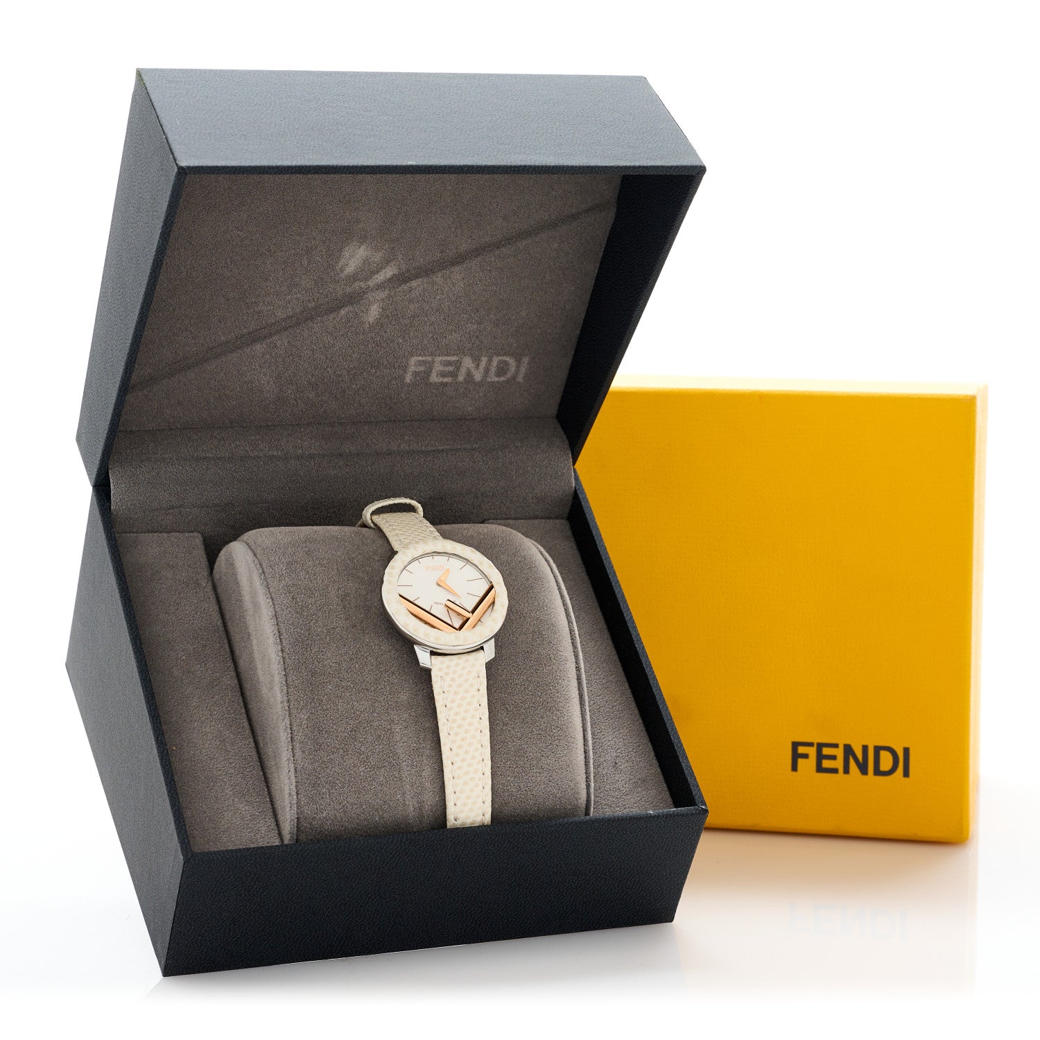 Fendi Stainless Steel Calfskin 28mm Run Away Quartz Watch Ivory 5 of 5