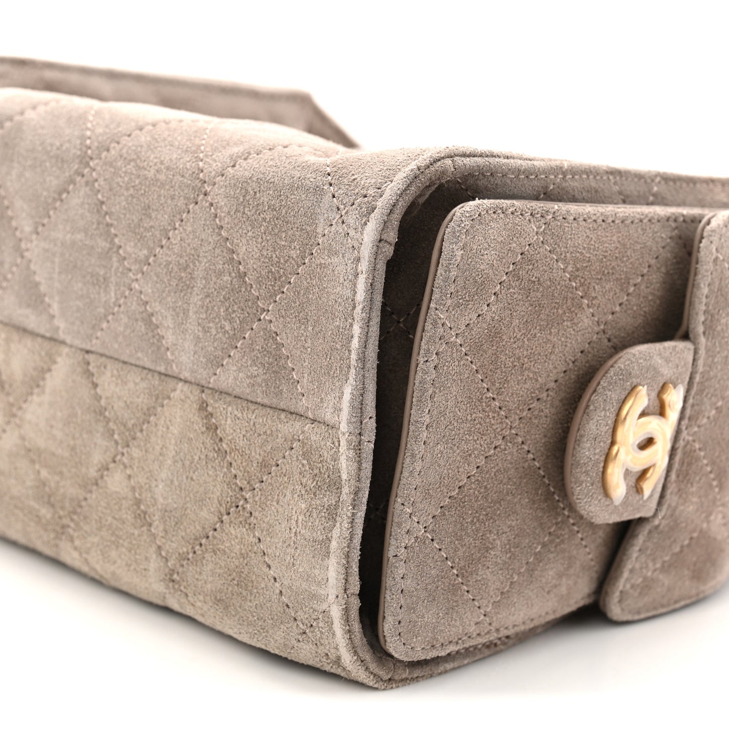 Suede Quilted Mini Chanel 25 Handbag Dark Grey