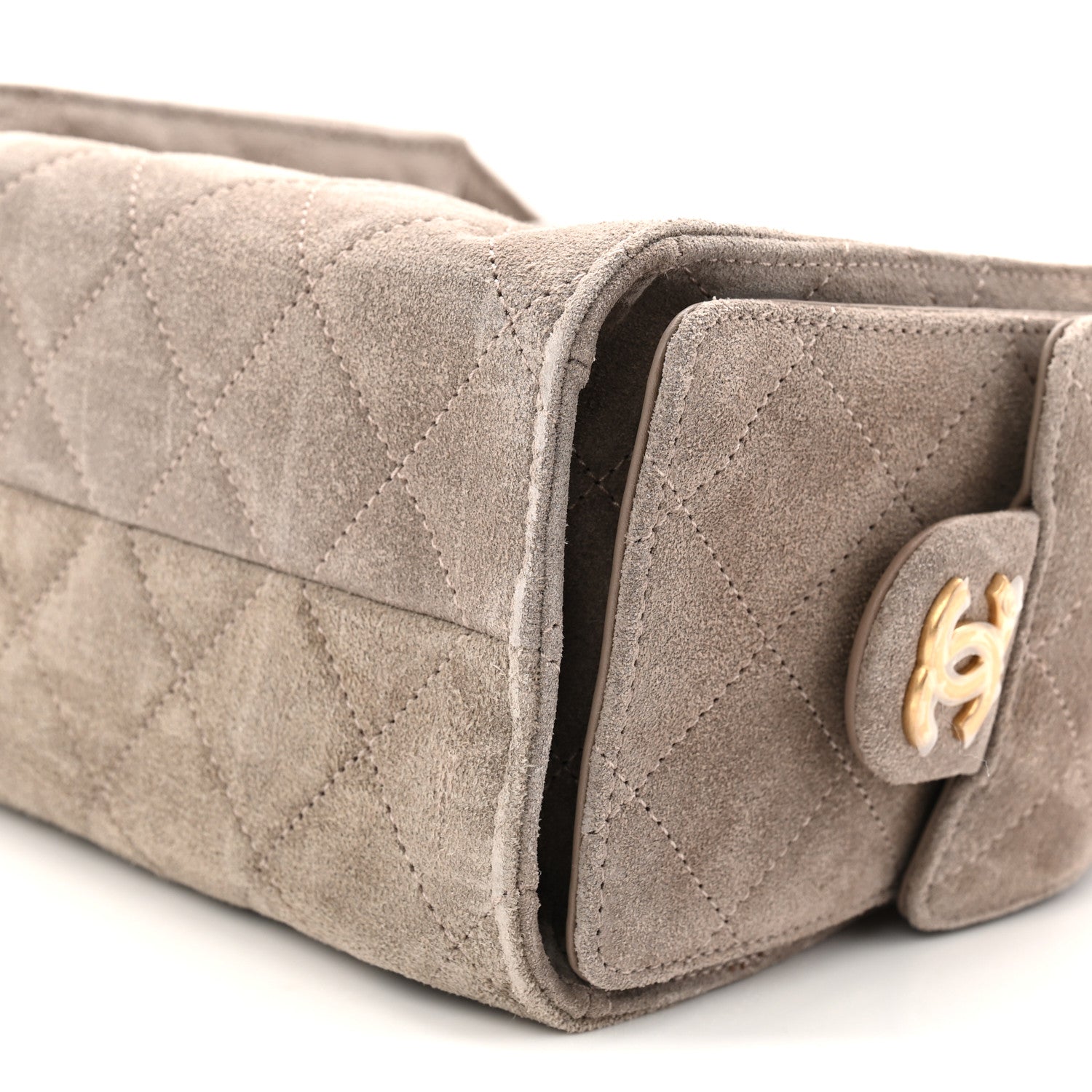 Chanel Suede Quilted Mini Chanel 25 Handbag Dark Grey 10 of 10