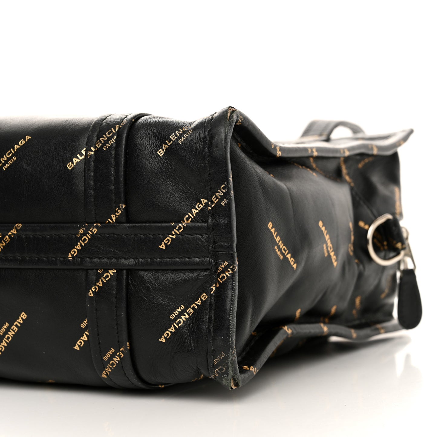 Calfskin Allover Logo XS Bazar Shopper Tote Black Gold