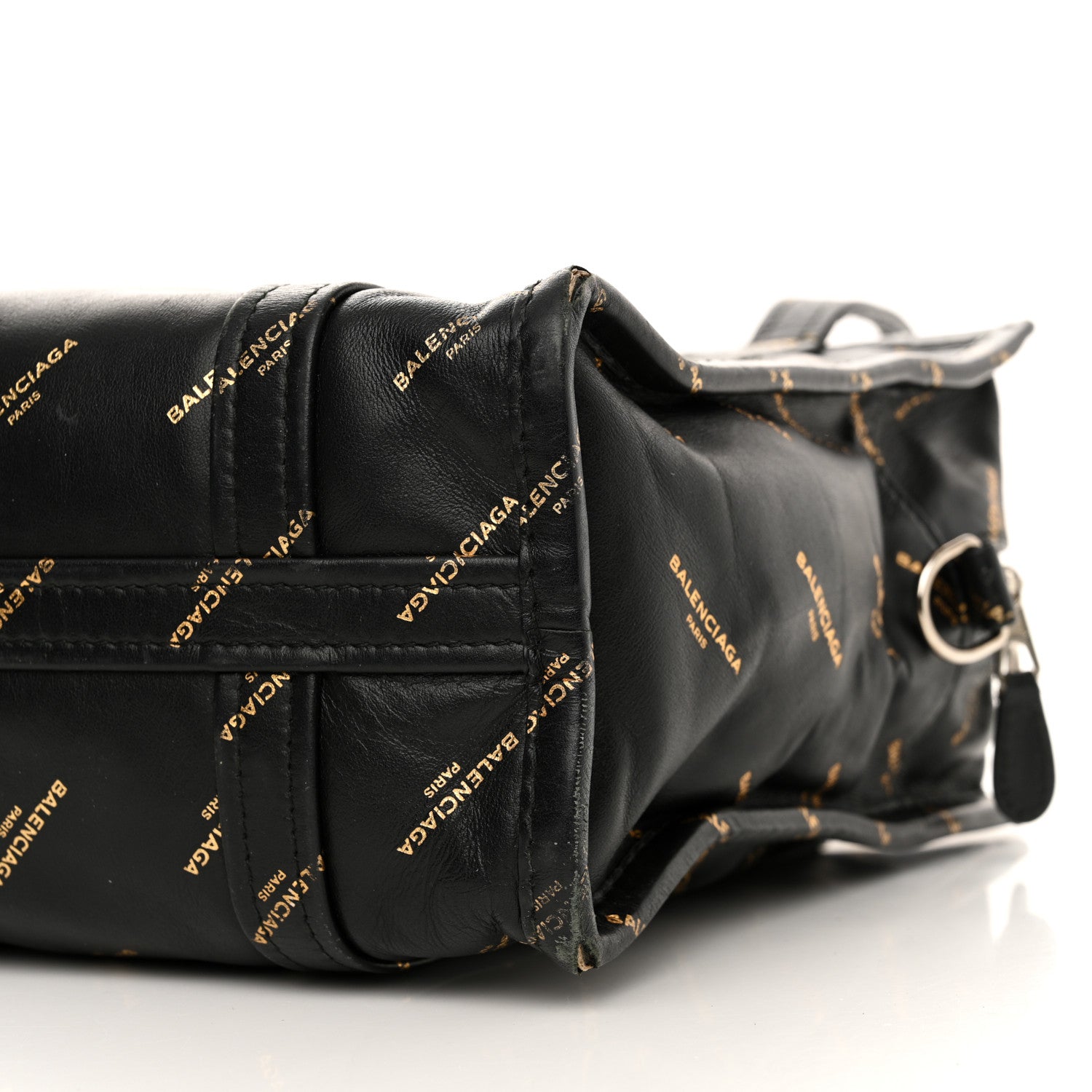 Balenciaga Calfskin Allover Logo XS Bazar Shopper Tote Black Gold 10 of 20