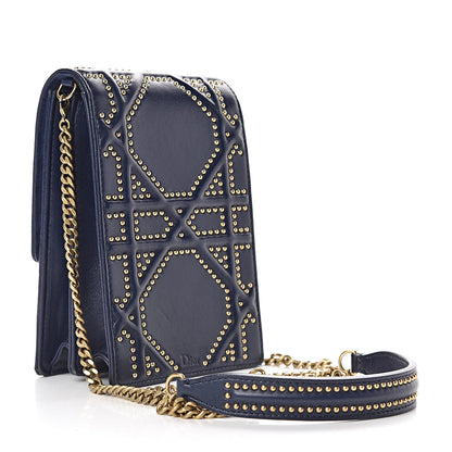 Christian Dior Lambskin Studded Vertical Diorama Indigo 3 of 10