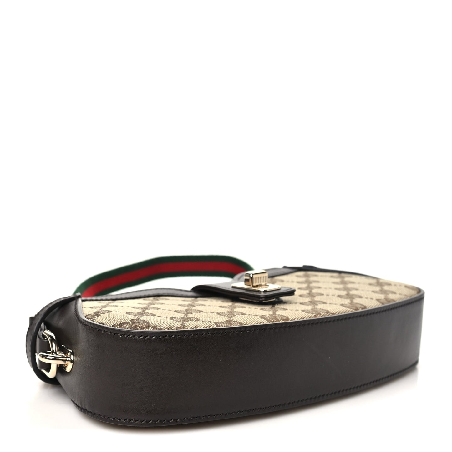 Calfskin Monogram Mini Moon Side Shoulder Bag Brown