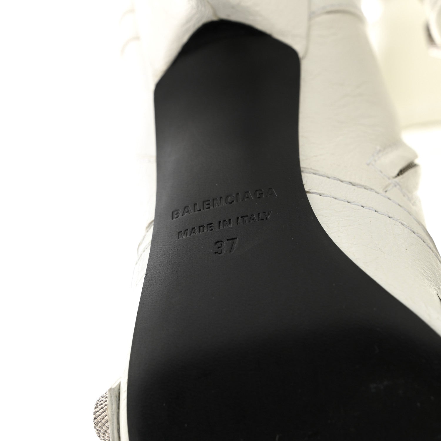Balenciaga Agneau Arena Cagole 90mm Boots 37 Optic White Silver 6 of 10