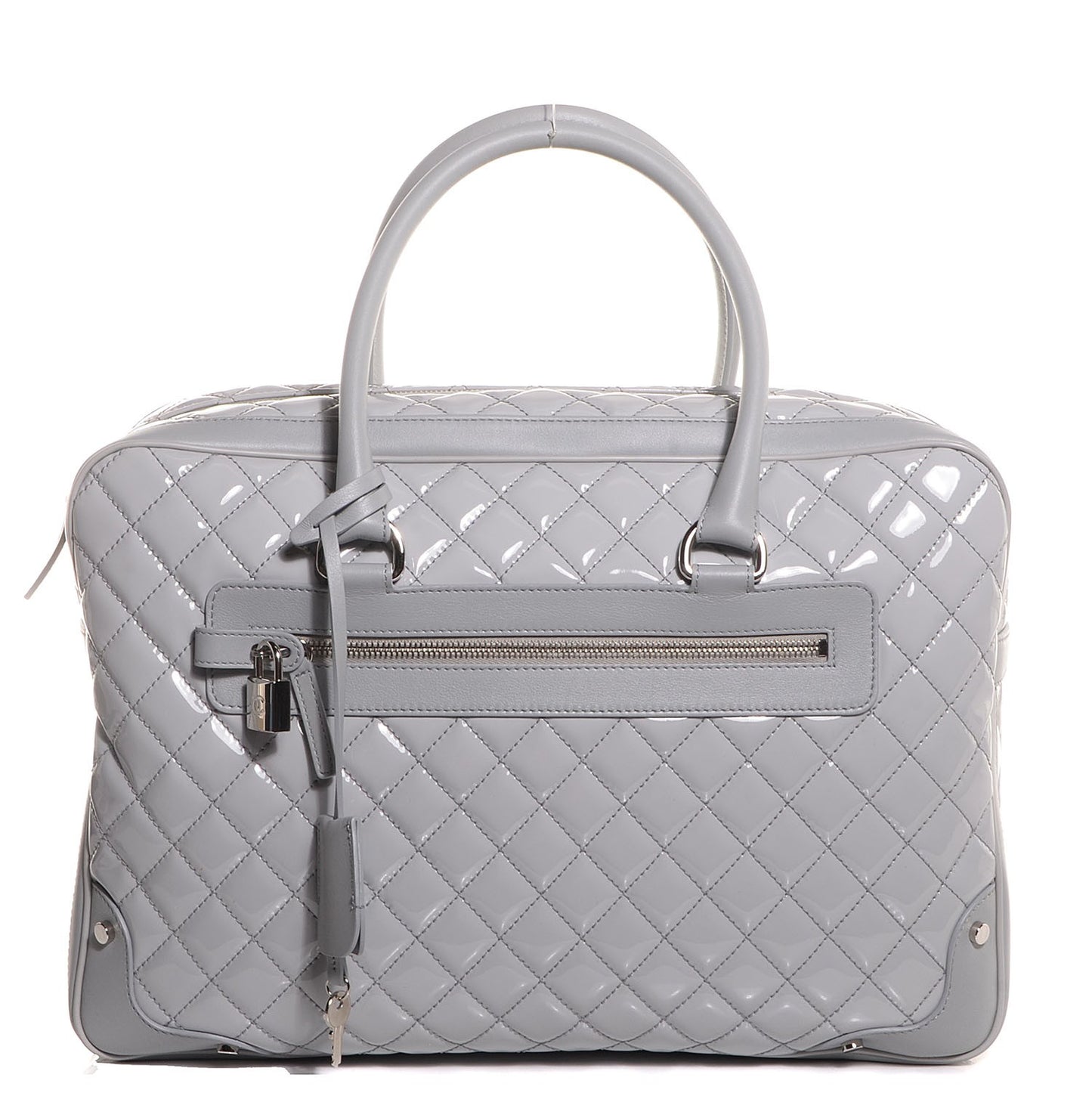 Vinyl Calfskin Viaggio Travel Bag Light Grey