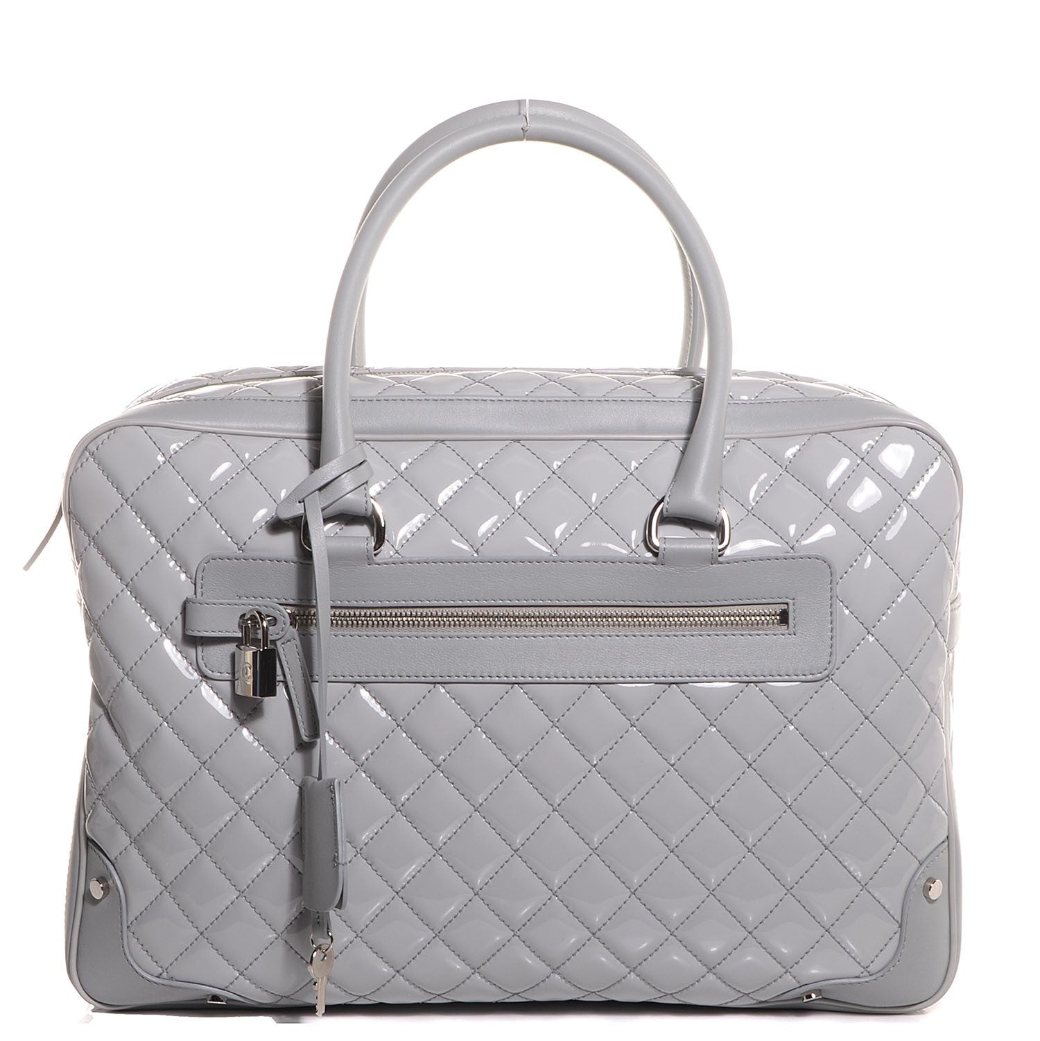 Chanel Vinyl Calfskin Viaggio Travel Bag Light Grey 1 of 8