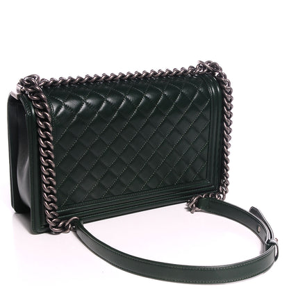 Chanel Lambskin Quilted New Medium Boy Flap Dark Green 3 of 7