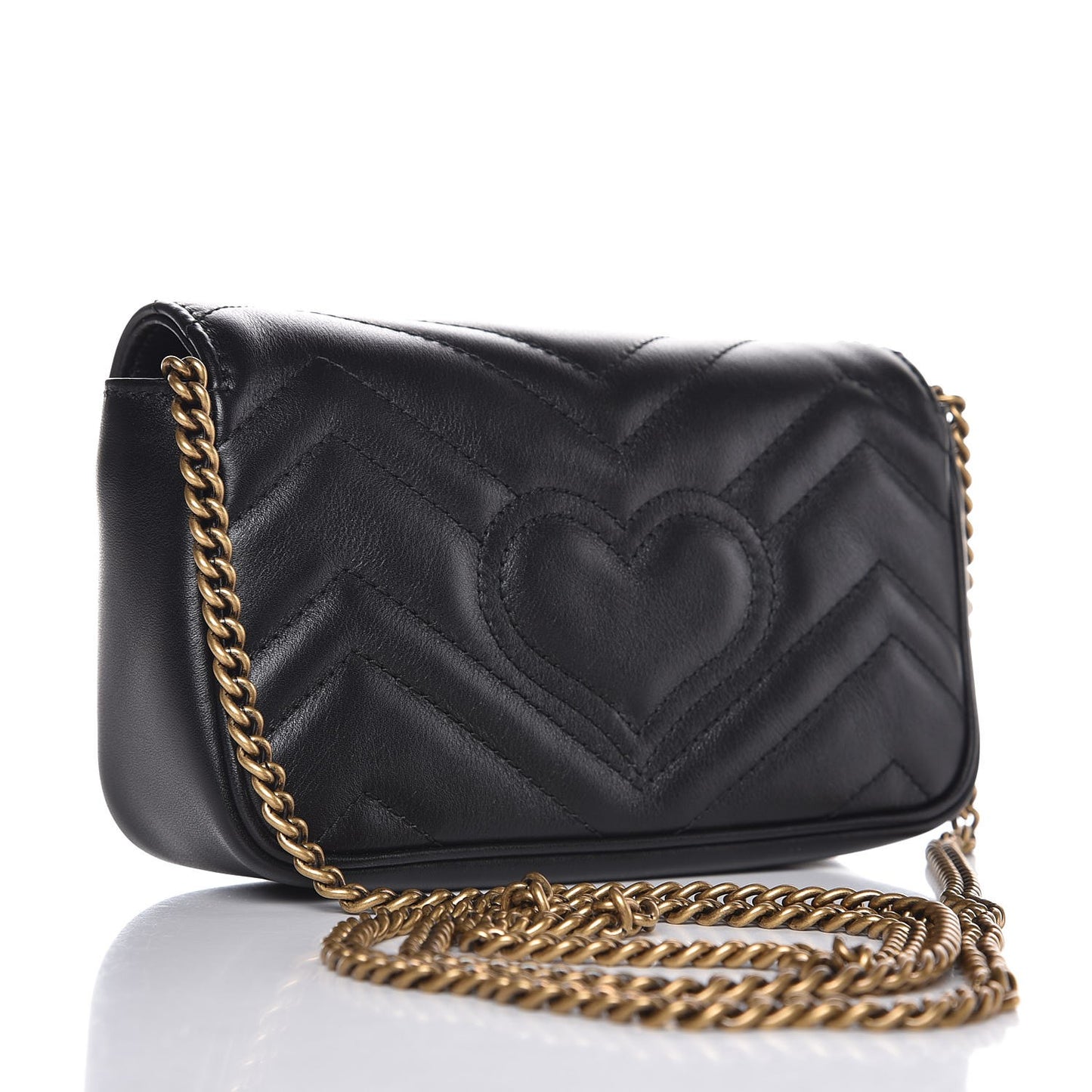 Calfskin Matelasse Super Mini GG Marmont Shoulder Bag Black