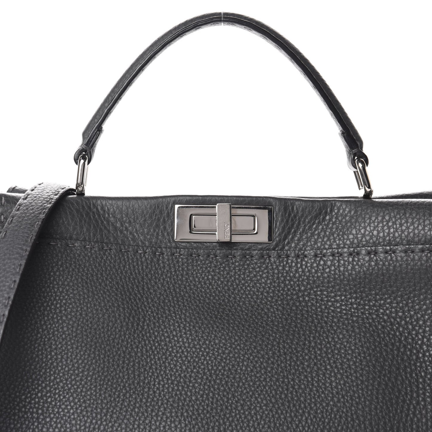 Cuoio Romano Selleria Bi-Color Large Peekaboo Iconic Satchel Asfalto Latte