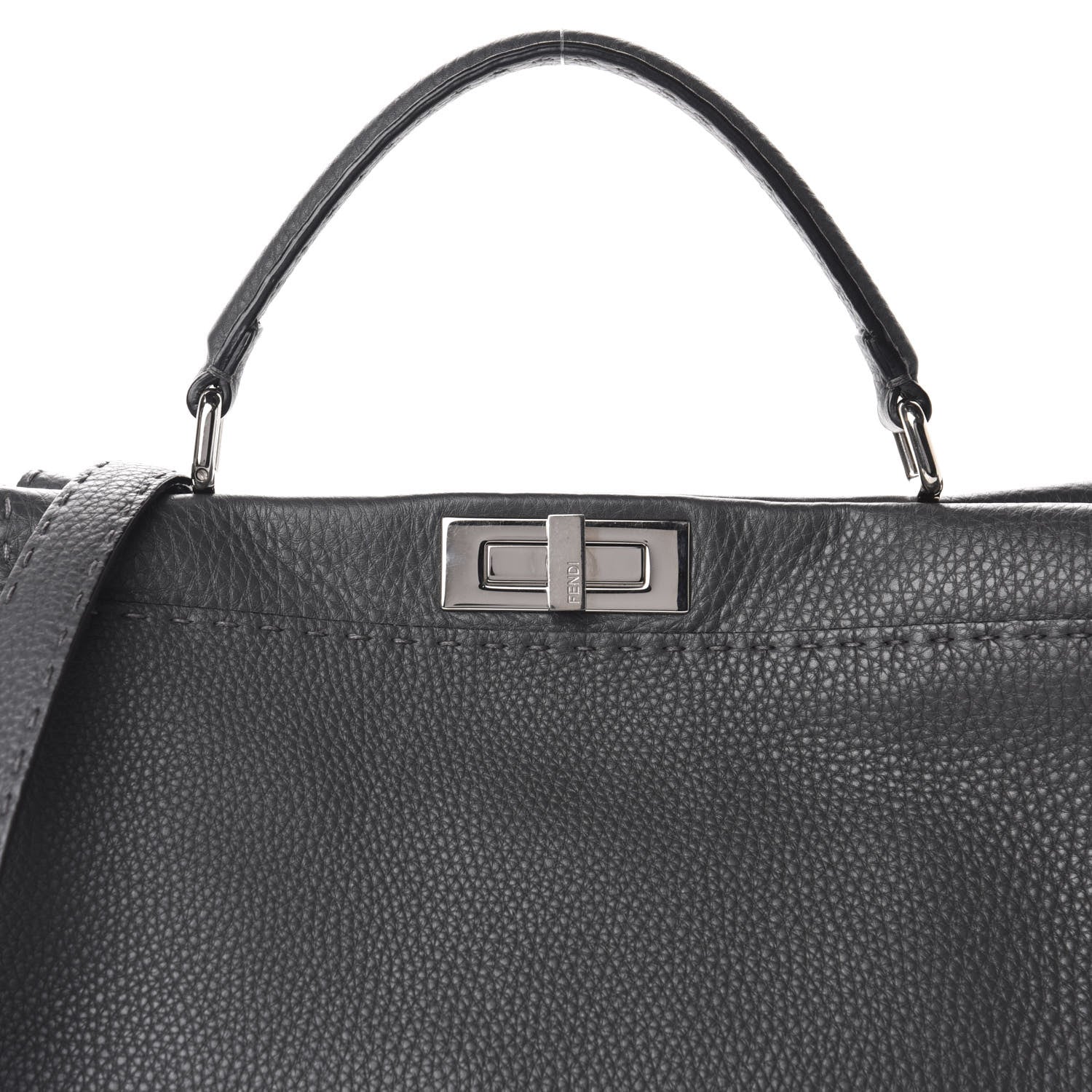 Fendi Cuoio Romano Selleria Bi-Color Large Peekaboo Iconic Satchel Asfalto Latte 13 of 13