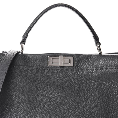 Fendi Cuoio Romano Selleria Bi-Color Large Peekaboo Iconic Satchel Asfalto Latte 13 of 13
