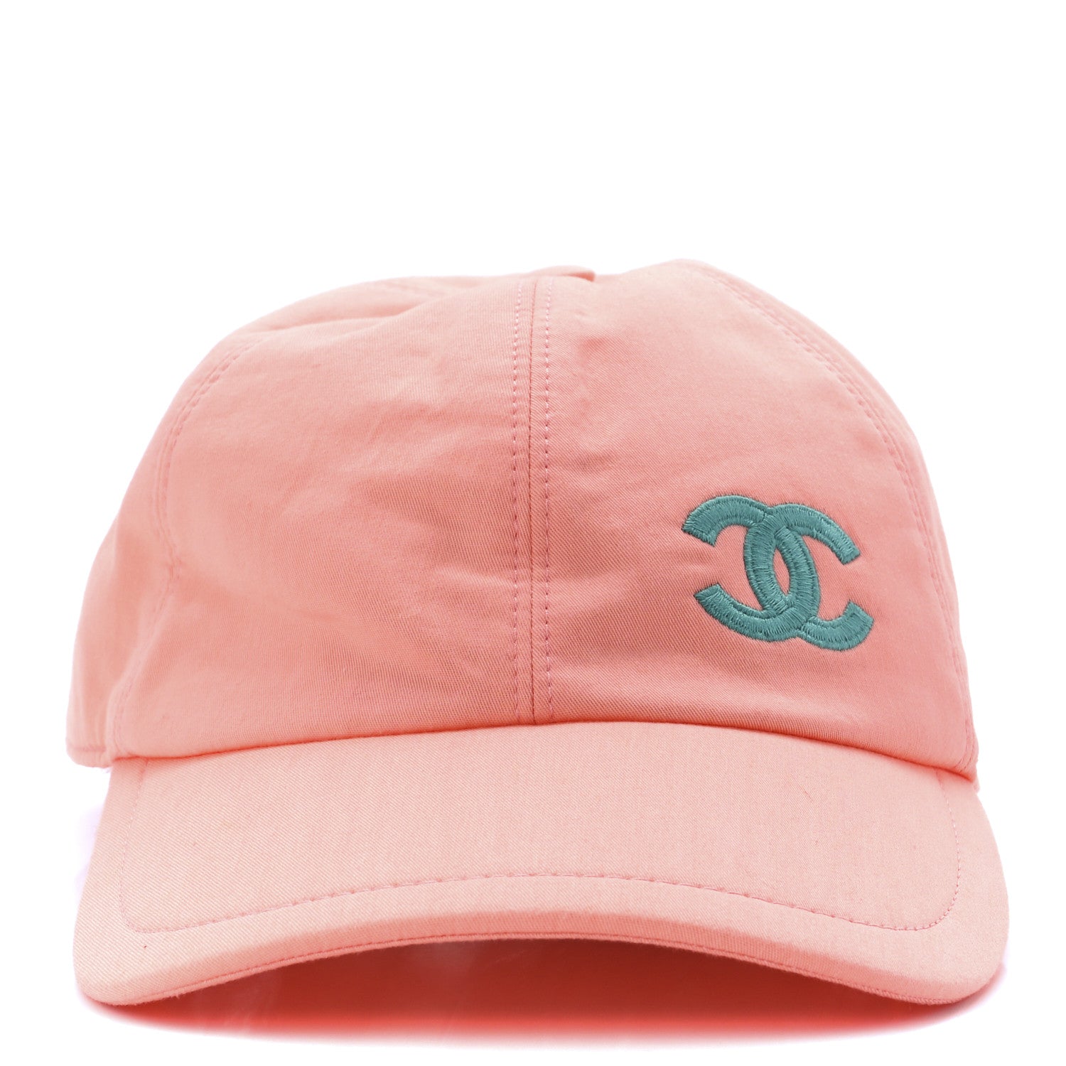 Chanel Cotton CC Cap Hat Orange Turquoise 2 of 7