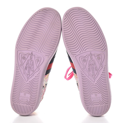 Gucci Lurex Brocade Web Nappa Womens Ace Sneakers 36.5 Black Pink Oro Vecchio 7 of 15