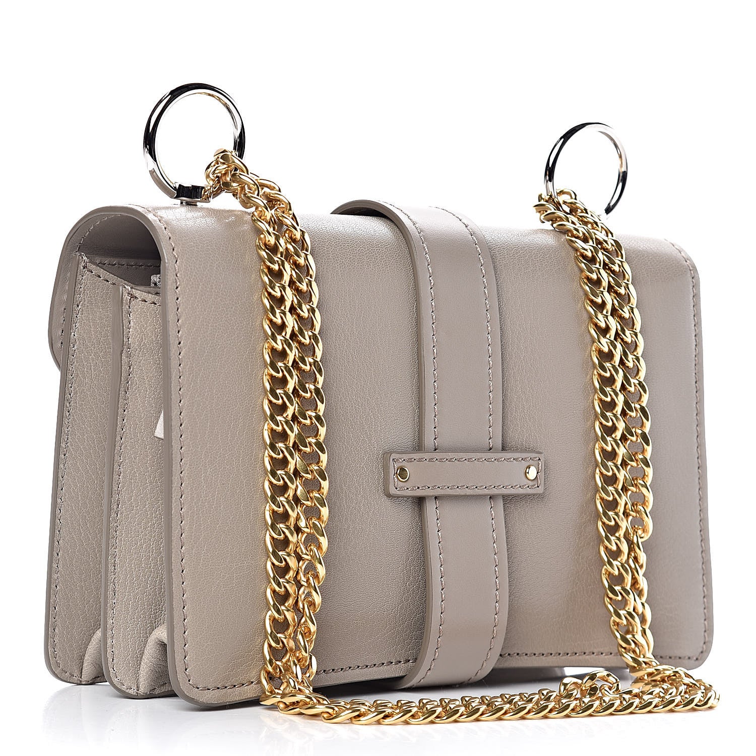 Chloe Shiny Goatskin Calfskin Aby Chain Shoulder Bag Motty Grey 3 of 10