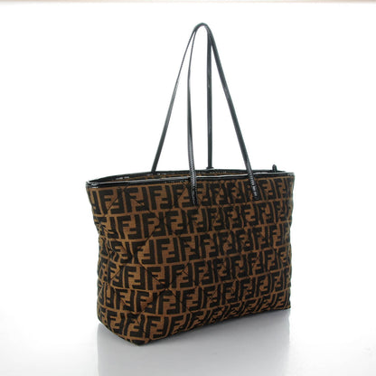 Fendi Zucca Quilted Medium Roll Tote Tobacco Black 3 of 7