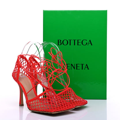 Bottega Veneta Mesh Nappa Stretch Ankle Tie Sandals 39 Tomato 11 of 11