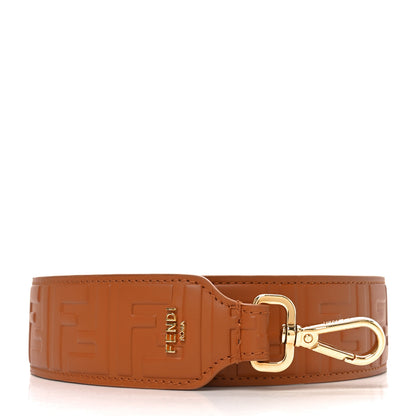 Fendi Calfskin FF 1974 Embossed Strap You Brandy 1 of 4