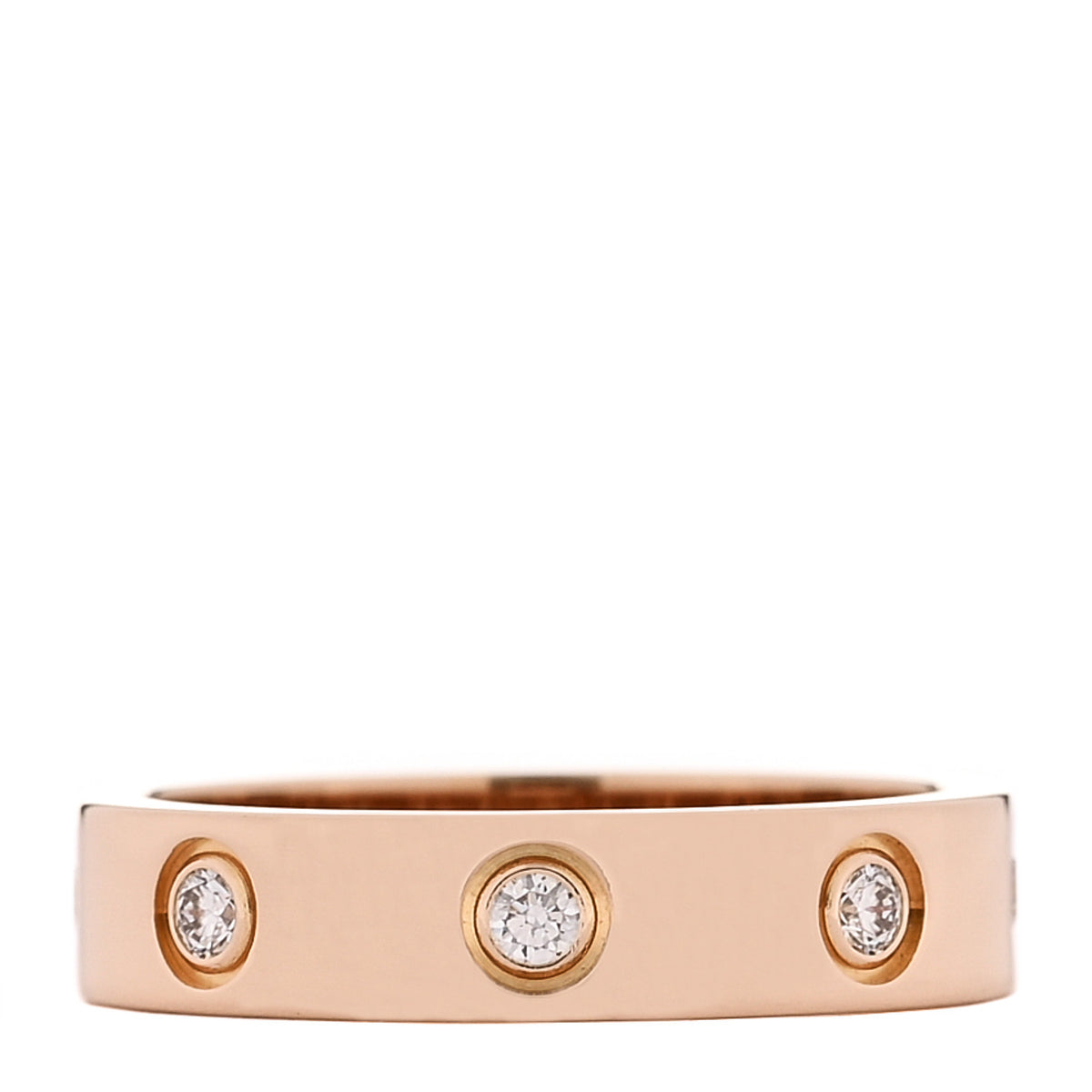Cartier 18K Pink Gold 8 Diamond 4mm LOVE Wedding Band Ring 48 4.5 3 of 4