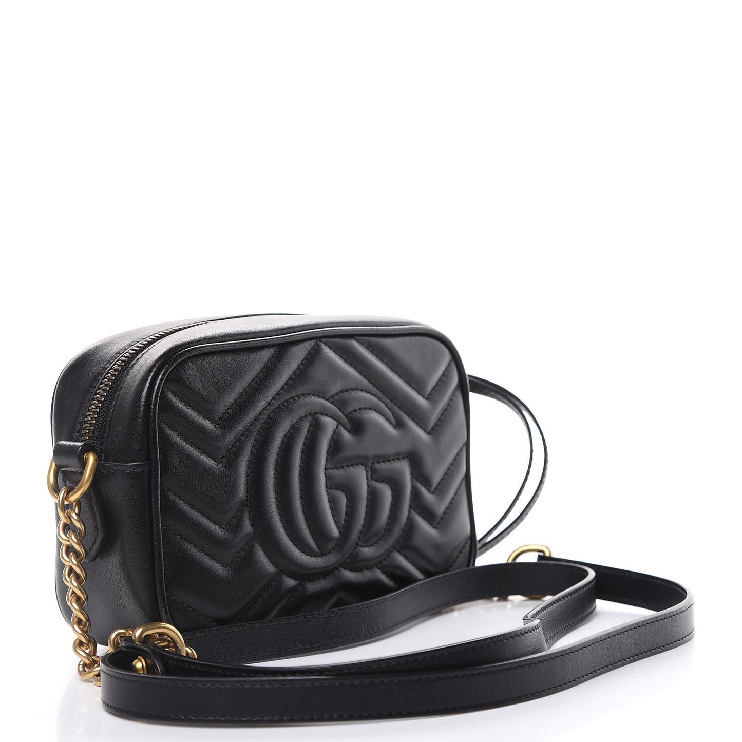 Calfskin Matelasse Mini GG Marmont Chain Shoulder Bag Black
