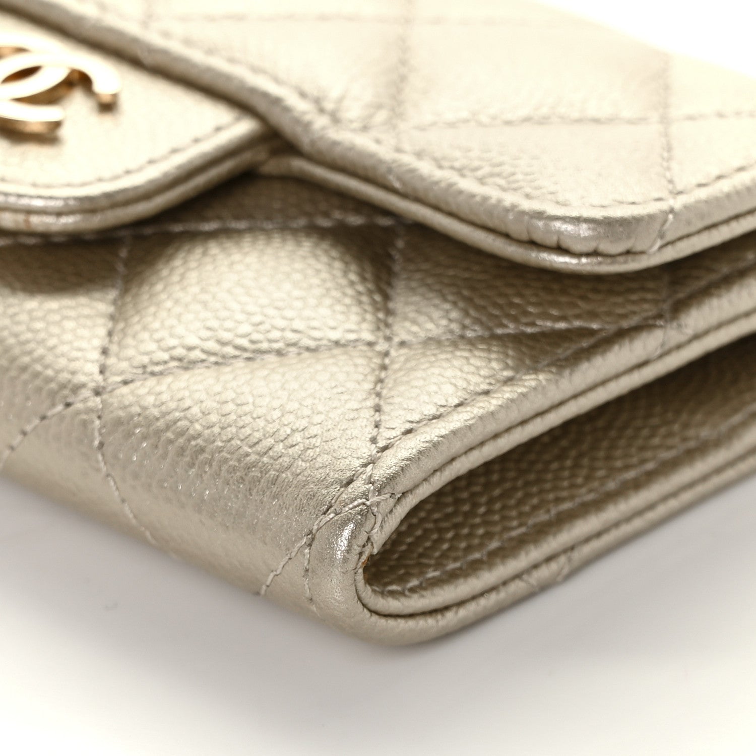 Chanel Metallic Caviar Quilted Flap Card Holder Gold 9 of 11