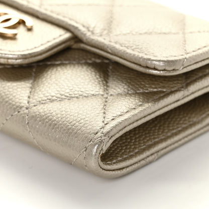 Chanel Metallic Caviar Quilted Flap Card Holder Gold 9 of 11