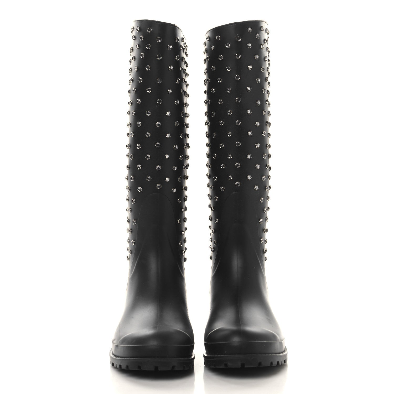 Saint Laurent Rubber Studded Festival Rain Boots 42 Black 2 of 7