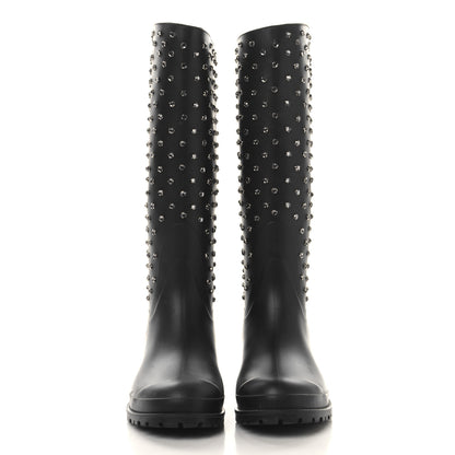 Saint Laurent Rubber Studded Festival Rain Boots 42 Black 2 of 7