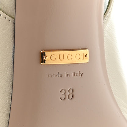 Gucci Malaga Kid Half Moon GG Square Toe Slingback Pumps 38 Vintage White 6 of 8