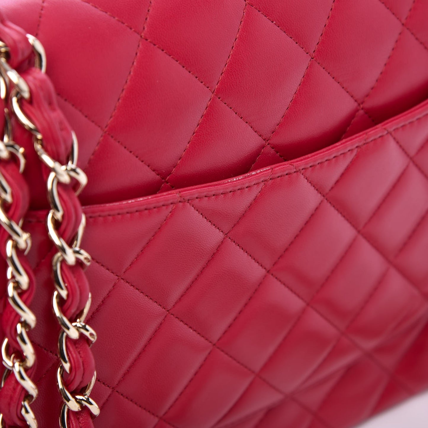 Lambskin Quilted Jumbo Double Flap Dark Pink