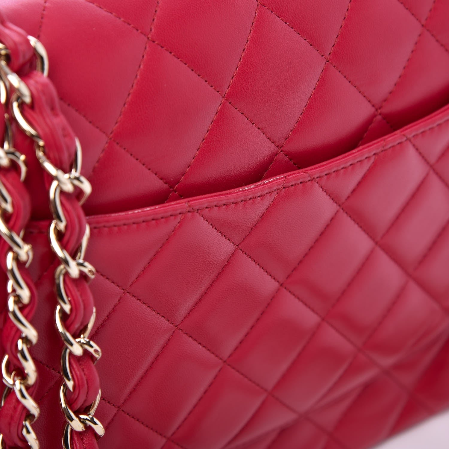 Chanel Lambskin Quilted Jumbo Double Flap Dark Pink 10 of 11