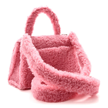 Balenciaga Curly Faux Shearling Small Hourglass Top Handle Bag Sweet Pink Pink 3 of 11