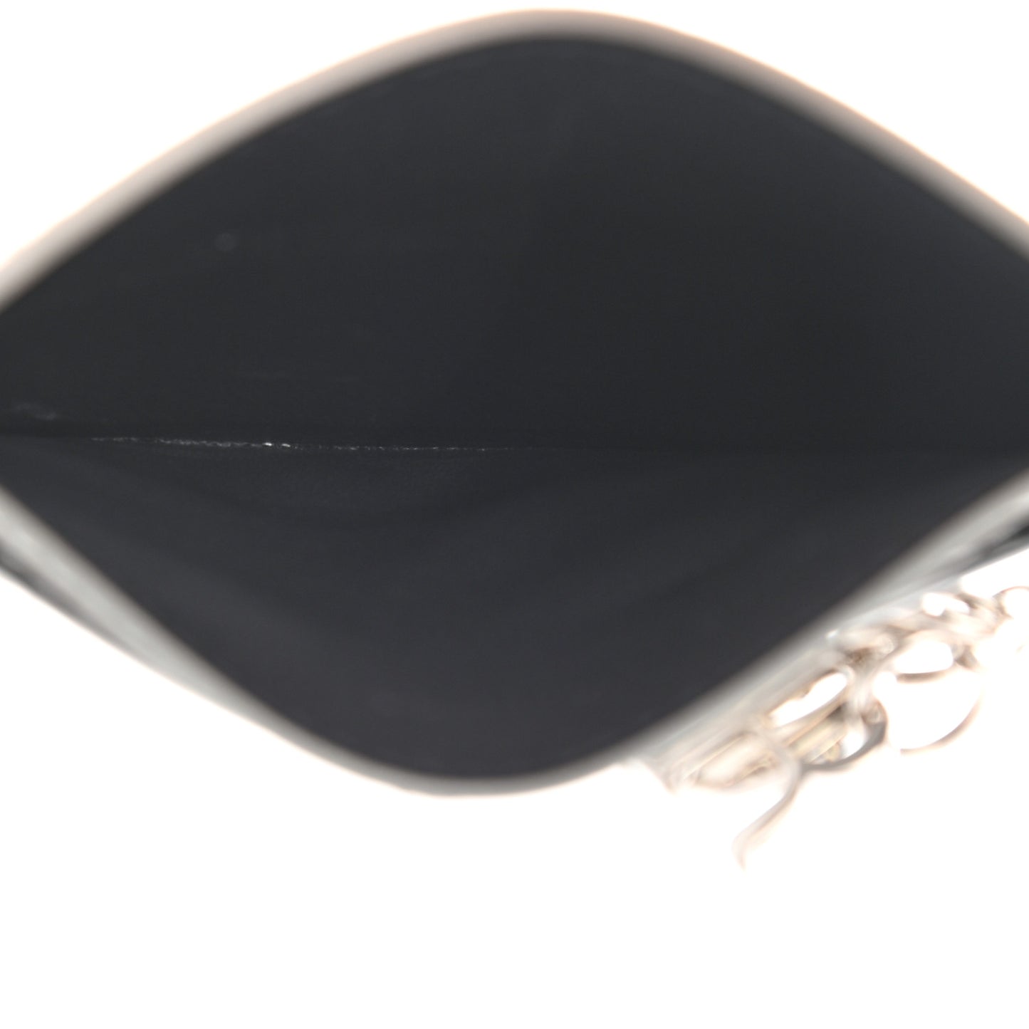 Metallic Patent Micro-Cannage Lady Dior Card Holder Silver